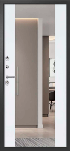 Термодверь входная FLY DOORS Айварс Термо зеркало, 2 замка, 1,4 мм металл, (черный букле+велюто бианко) #3