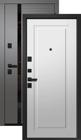 Теплая дверь входная Ретвизан Орфей-615, 2 замка, 1,4 мм металл, (графит софт+айс софт)