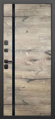 Теплая дверь входная Бронин Грань 100, 2 замка, 1,2 мм металл, (серебро антик+дуб темный) #3