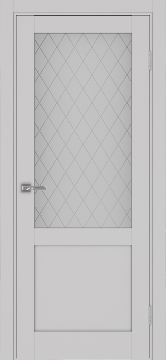 Дверь межкомнатная Оптима Порте Турин 502.21, цвет пепельный, экошпон, стекло кристалл