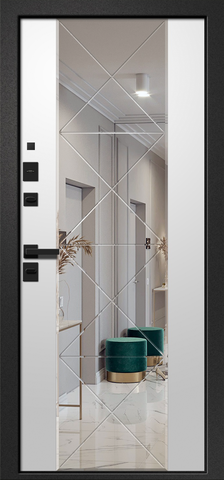 Теплая дверь входная Ретвизан Орфей-317 (120Z) зеркало, 2 замка, 1,4 мм металл, (черный софт/светлый вяз барон+жемчуг дуб шервуд) #3