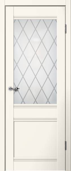 Дверь межкомнатная Сибирь Профиль Классик C1 ПО, цвет ваниль, эмалит, остекленная