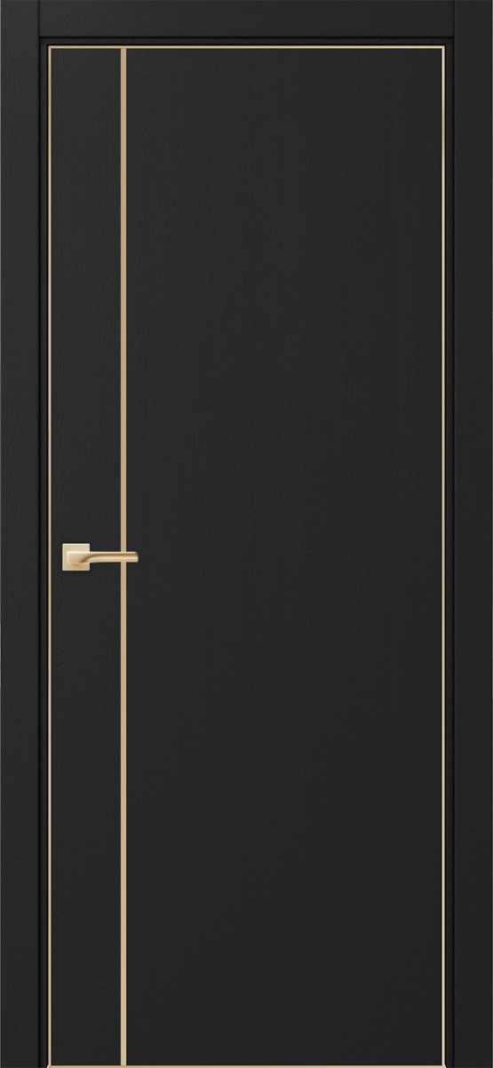 Дверь межкомнатная Оптима Порте Неаполь 204 молдинг золото (кромка алюминиевая золото с 4х сторон с врезкой под замок Морелли М1895 (М1885)), цвет антрацит, экошпон, глухая
