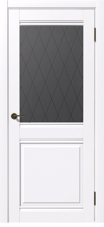 Дверь межкомнатная белая Дубрава Сибирь Геометрия ST Омега ПО, цвет айс, полипропилен, стекло матовое