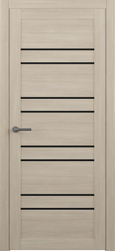 Дверь межкомнатная Альберо (Фрегат) Мегаполис Дублин, цвет мокко лиственница, экошпон, стекло черное