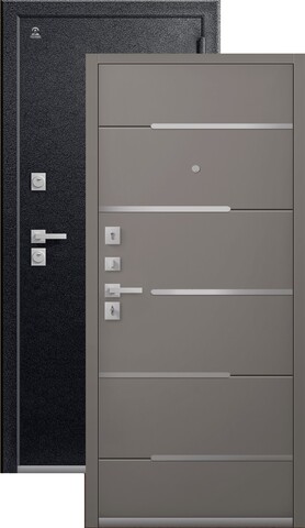 Теплая дверь входная Центурион С-108 (2026), 2 замка, 2 мм металл, (черный муар+базальт кашемир)