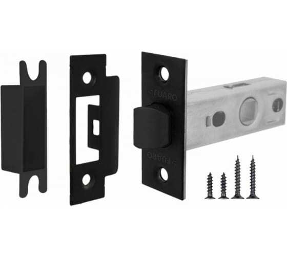 Защелка с пластиковым язычком Фуаро PLASTP12-45-25 (P12-45) BL, цвет черный (гарантия - 12 месяцев)