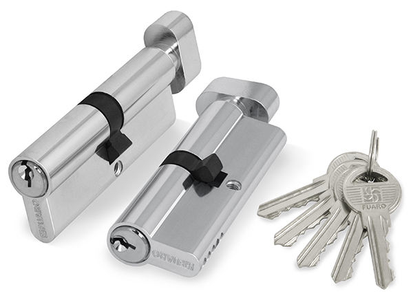 Цилиндр ключ-завертка Фуаро (100 ZM/60) 1000ZMKnob60(25+10+25) CP, цвет хром (гарантия - 12 месяцев)