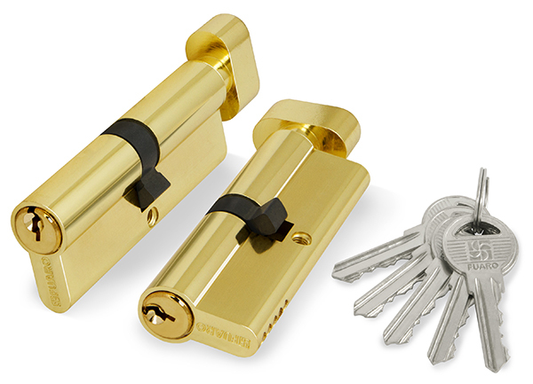 Цилиндр ключ-завертка Фуаро (100 ZM/60) 1000ZMKnob60(25+10+25) PB, цвет латунь (гарантия - 12 месяцев)