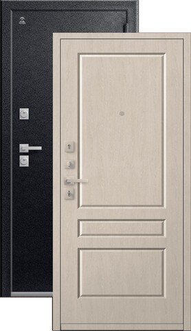 Теплая дверь входная Центурион С-101 (2026), 2 замка, 2 мм металл, (черный муар+седой дуб)