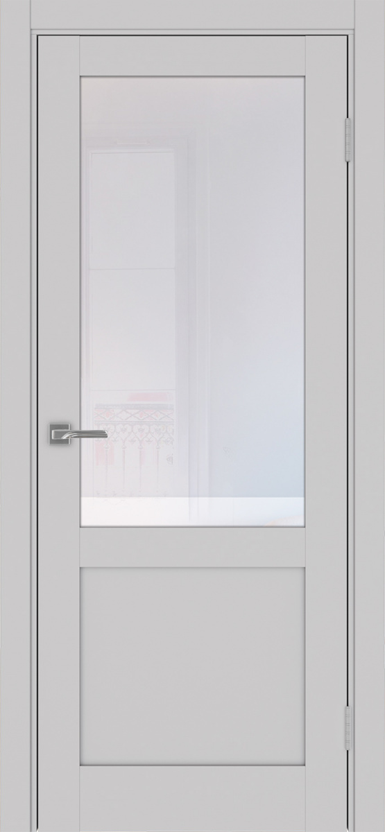 Дверь межкомнатная Оптима Порте Турин 502.21, цвет пепельный, экошпон, стекло прозрачное