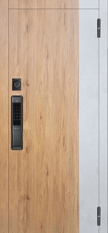 Теплая дверь входная Аргус Смарт Эксперт/Магнум (электронный замок) зеркало, 2 замка, 2 мм металл, (соломенный рустик+силк маус) #2