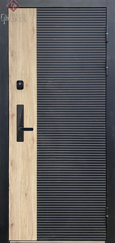 Теплая дверь входная Диаманте Порта Донато (электронный замок), 2 замка, 1,8 мм металл, (натуральный рустик/черный кварц+натуральный рустик/черный кварц) #2