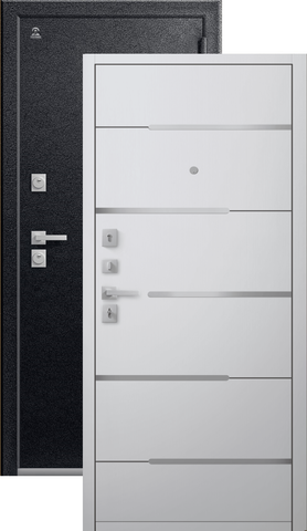 Теплая дверь входная Центурион С-108 (2026), 2 замка, 2 мм металл, (черный муар+белый кашемир)