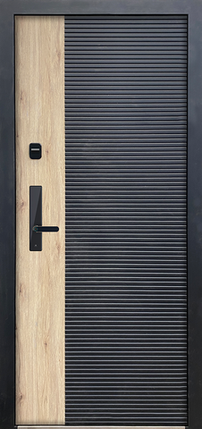 Теплая дверь входная Диаманте Порта Донато (электронный замок), 2 замка, 1,8 мм металл, (натуральный рустик/черный кварц+натуральный рустик/черный кварц) #3