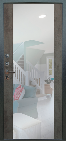 Теплая дверь входная Аргус Прайм Бенадир/Вояж зеркало, 1 замок, 2 мм металл, (рал 6005+светлый бетон) #3