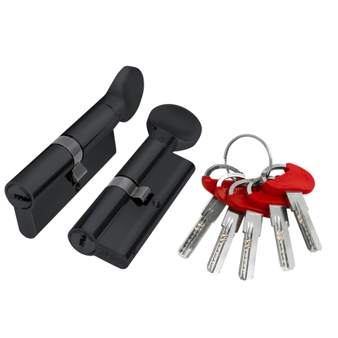 Цилиндр ключ-завертка Фуаро (D-PRO502/60) D-PRO5002Knob60(25+10+25) BL, цвет черный (гарантия - 12 месяцев)