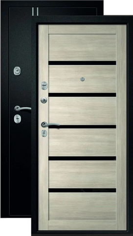 Теплая дверь входная Ретвизан Медея-321 (М1) Вена, 2 замка, 1,4 мм металл, (черный сатин+мокко лиственница)