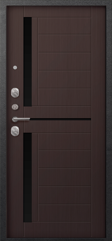 Дверь входная Сезам А-01 (2025), 2 замка, 0,8 мм металл, (черный сатин+темная лиственница) #3