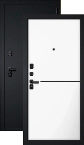 Дверь входная Бункер Дуэт 2 Фьюжн, 2 замка, 1,2 мм металл, (черный муар с блестками+белый)
