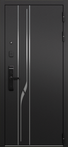 Теплая дверь входная Мастино (Бульдорс) Сити Лайт IQ D21-184 (электронный замок), 2 замка, 1,4 мм металл, (черный муар+натуральный дуб шале) #2