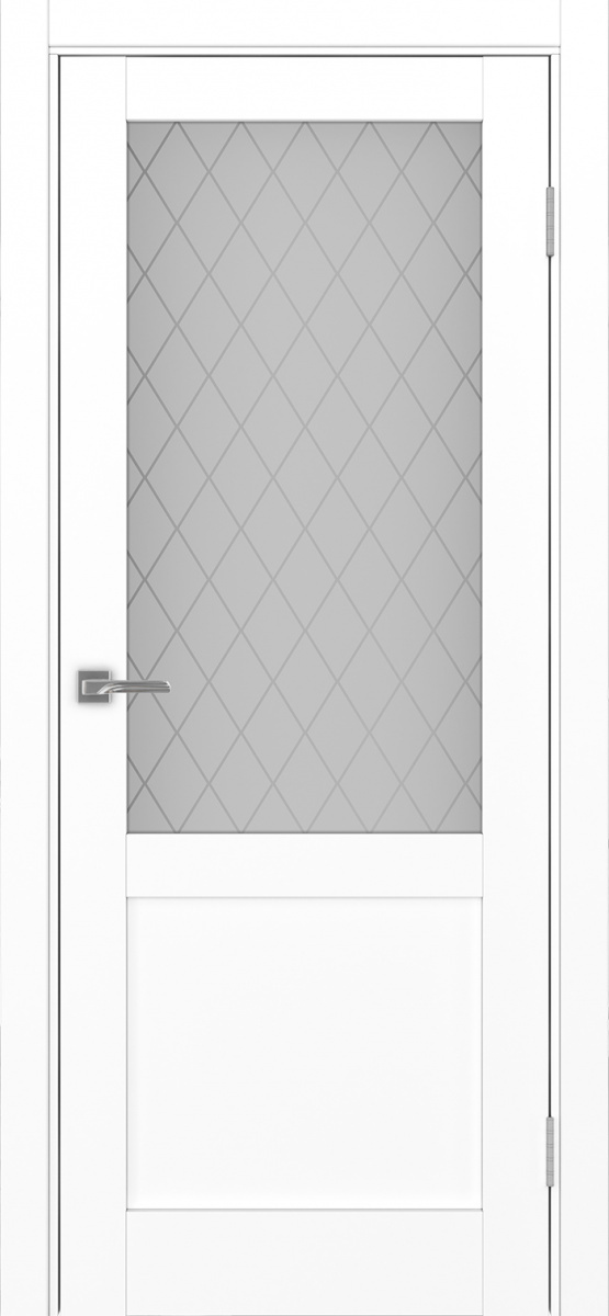 Дверь межкомнатная Оптима Порте Турин 502.21, цвет белый снежный, экошпон, стекло кристалл
