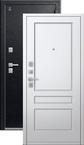 Теплая дверь входная Центурион С-101 (2026), 2 замка, 2 мм металл, (черный муар+белый кашемир)