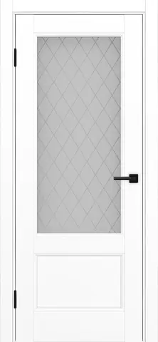 Дверь межкомнатная ХЬЮГОДОРС Дуглас НЬЮ 40x210, цвет элегантный белый, экошпон, стекло ромб (гарантия - 5 лет)