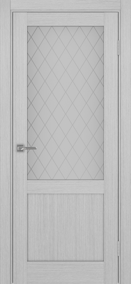 Дверь межкомнатная Оптима Порте Турин 502.21, цвет серый дуб, экошпон, стекло кристалл