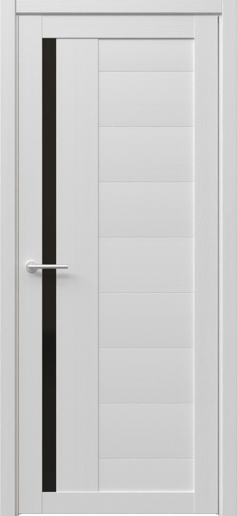 Дверь межкомнатная белая Альберо (Фрегат) Мегаполис Валенсия, цвет снежный кедр, экошпон, стекло черное