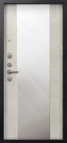 Теплая дверь входная Сезам V-04 зеркало (2025), 2 замка, 1 мм металл, (черный муар+полярный дуб) #3