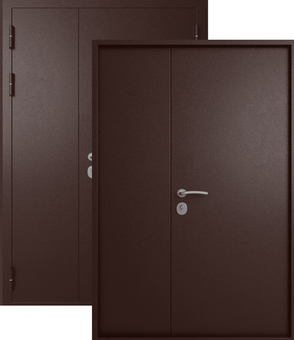 Дверь входная Эталон М-4/2 двустворчатая (2025), 1 замок, 1,4 мм металл, (медь+медь)