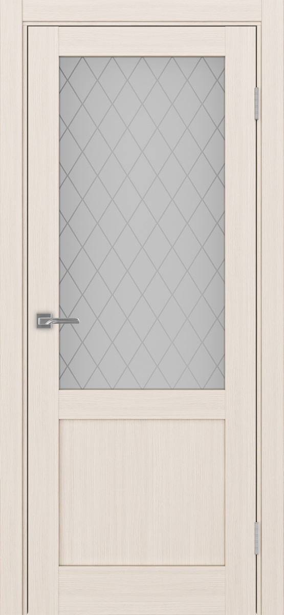 Дверь межкомнатная Оптима Порте Турин 502.21, цвет перламутровый ясень, экошпон, стекло кристалл