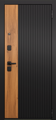 Теплая дверь входная Мастино (Бульдорс) Траст Эко 401/161 (2025), 2 замка, 1,4 мм металл, (медовый дуб галифакс/черный матовый+медовый дуб галифакс) #2