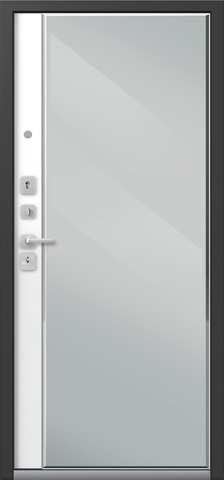 Теплая дверь входная Центурион С-104 зеркало (2025), 2 замка, 1,4 мм металл, (черный муар+белый кашемир) #3