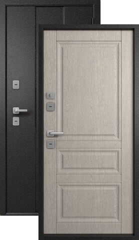 Термодверь входная Эталон Термо-4 (2025), 2 замка, 1,4 мм металл, (черный букле+эш вайт астана)