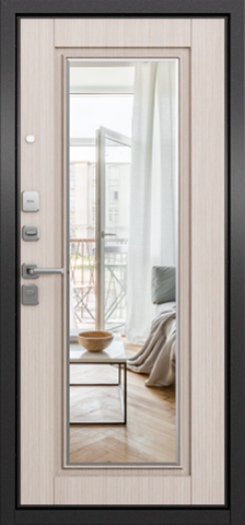 Теплая дверь входная Мастино (Бульдорс) Траст Масс 140 зеркало (2025), 2 замка, 1,5 мм металл, (антрацит букле+бьянко ларче) #3