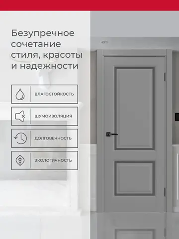 Дверь межкомнатная ХЬЮГОДОРС Генри НЬЮ 02сx21210, цвет благородный серый, экошпон, стекло графит (гарантия - 5 лет) #3