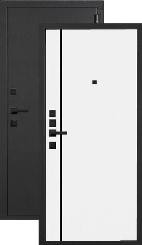 Теплая дверь входная ЮДМ Цефей Флэш V1, 2 замка, 1,2 мм металл, (графит букле+белый софт)