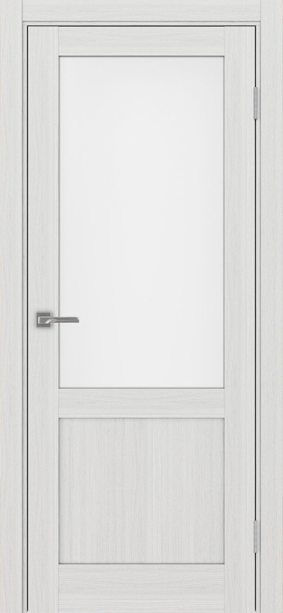 Дверь межкомнатная Оптима Порте Турин 502.21, цвет серебристый ясень, экошпон, стекло мателюкс