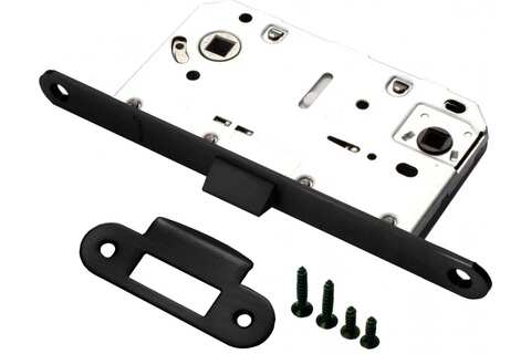 Замок сантехнический с пластиковым язычком Ренц INLB 96 pl Black, цвет черный (гарантия - 12 месяцев)