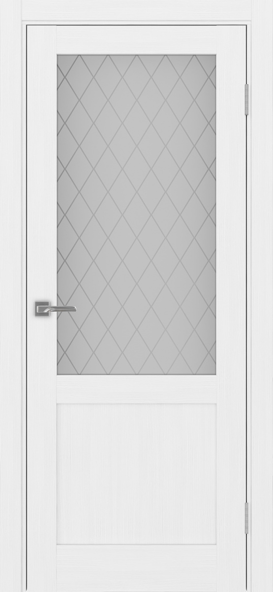 Дверь межкомнатная Оптима Порте Турин 502.21, цвет белый лед, экошпон, стекло кристалл