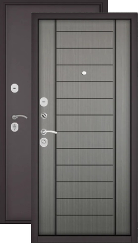 Дверь входная Мастино (Бульдорс) Хоум Эко 137 нестандарт, 1 замок, 1,4 мм металл, (антрацит букле+пепельный орех)