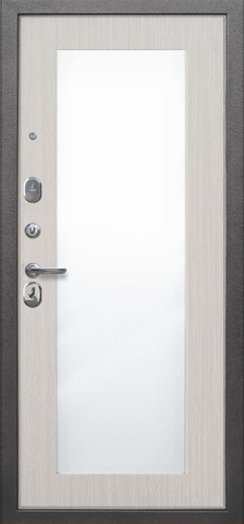 Теплая дверь входная Феррони Леон Серебро зеркало, 2 замка, 1,2 мм металл, (серебро антик+белый сандал) #3