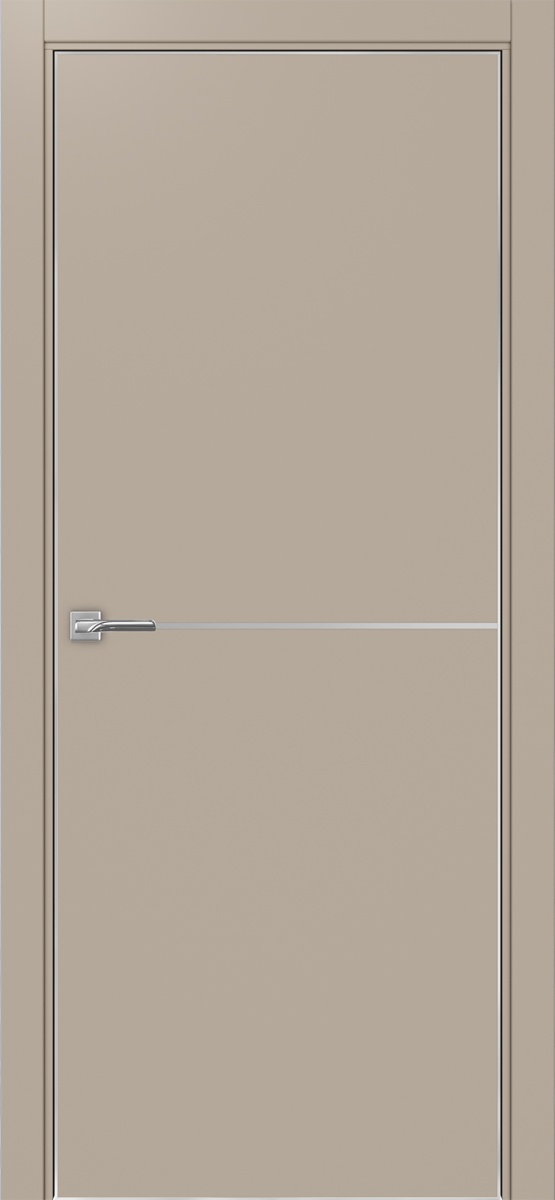 Дверь межкомнатная Оптима Порте Неаполь 202 молдинг SC (кромка алюминиевая с 4х сторон с врезкой под замок Морелли М1895 (М1885)), цвет мокко, экошпон, глухая
