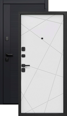 Дверь входная Феррони 7,5 см Черный кварц, 2 замка, 1,2 мм металл, (черный сатин+белый сатин)