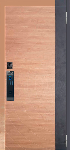 Теплая дверь входная Аргус Смарт 2П Раунд/Анастасия-1 (электронный замок), 2 замка, 2 мм металл, (дуб европейский красный горизонт/бетон урбан индиго+вайт) #2