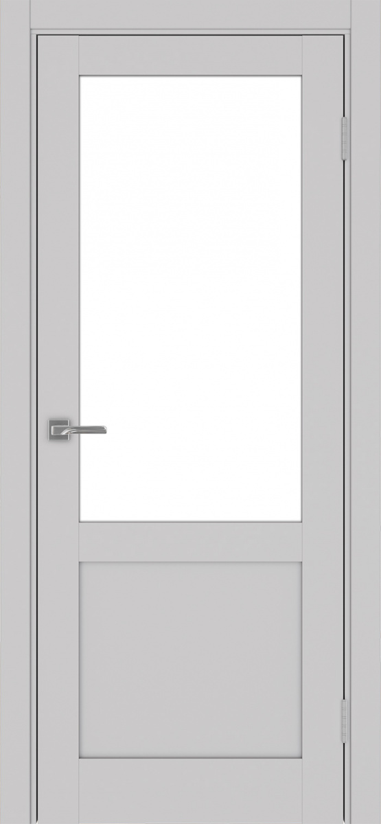Дверь межкомнатная Оптима Порте Турин 502.21, цвет пепельный, экошпон, стекло лакобель белое